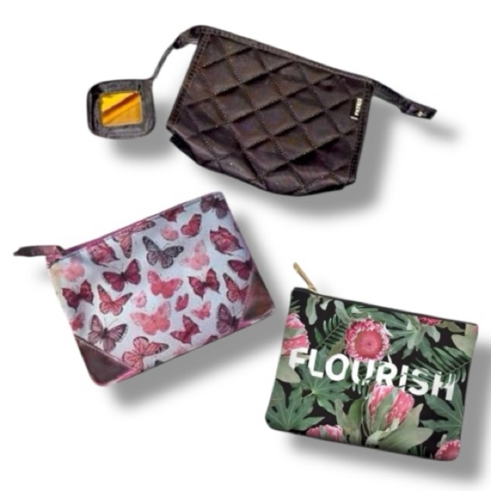 BUNDLE DEAL: 3-Piece Stylish Cosmetic Bag Set (NWOT/EUC)